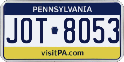PA license plate JOT8053