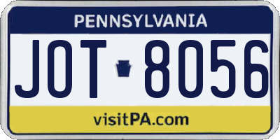 PA license plate JOT8056