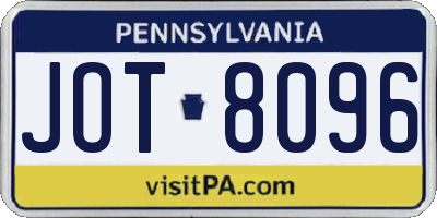 PA license plate JOT8096