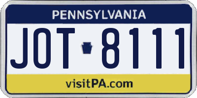 PA license plate JOT8111