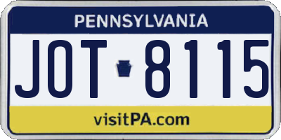 PA license plate JOT8115
