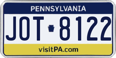 PA license plate JOT8122