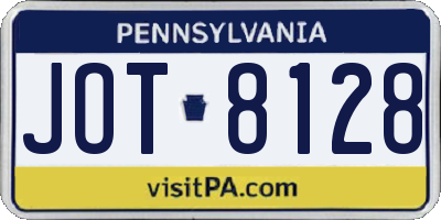 PA license plate JOT8128