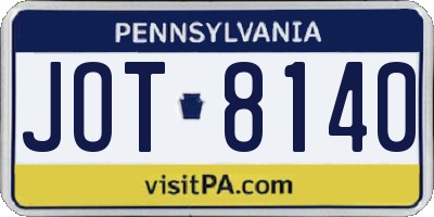 PA license plate JOT8140