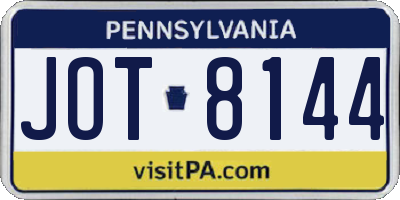 PA license plate JOT8144