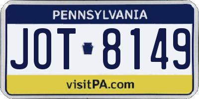 PA license plate JOT8149