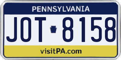 PA license plate JOT8158