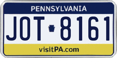 PA license plate JOT8161