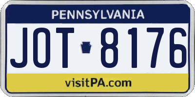 PA license plate JOT8176