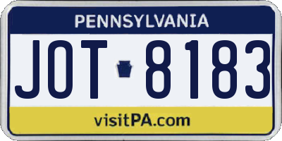 PA license plate JOT8183