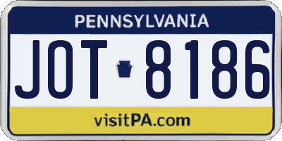 PA license plate JOT8186