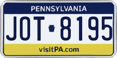 PA license plate JOT8195