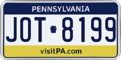 PA license plate JOT8199