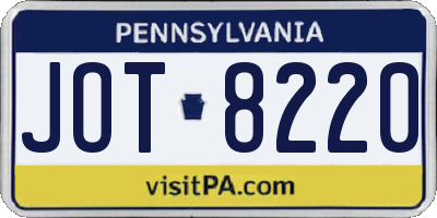 PA license plate JOT8220
