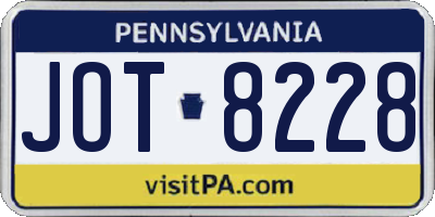 PA license plate JOT8228
