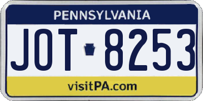 PA license plate JOT8253