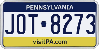 PA license plate JOT8273