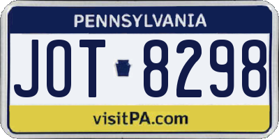PA license plate JOT8298
