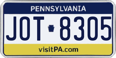 PA license plate JOT8305
