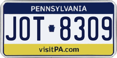 PA license plate JOT8309