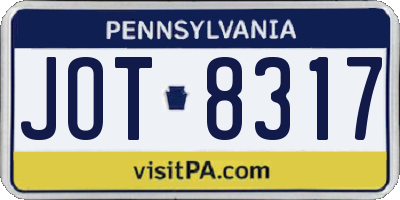 PA license plate JOT8317