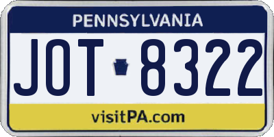 PA license plate JOT8322