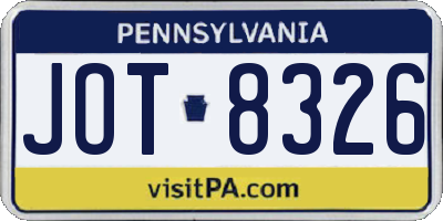 PA license plate JOT8326
