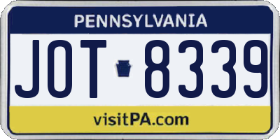 PA license plate JOT8339