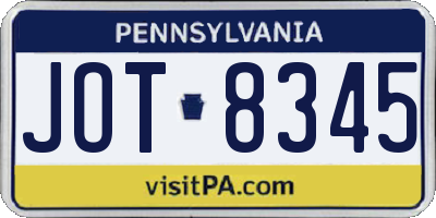 PA license plate JOT8345