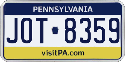 PA license plate JOT8359
