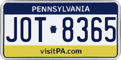 PA license plate JOT8365