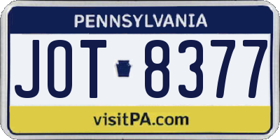 PA license plate JOT8377