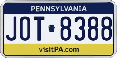 PA license plate JOT8388