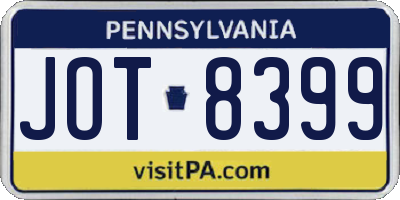 PA license plate JOT8399