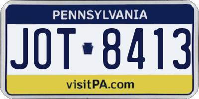 PA license plate JOT8413