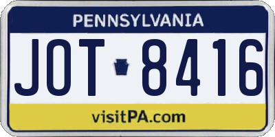 PA license plate JOT8416