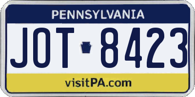 PA license plate JOT8423