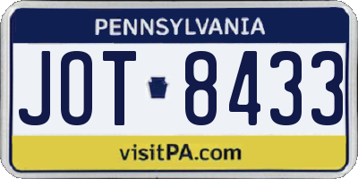 PA license plate JOT8433