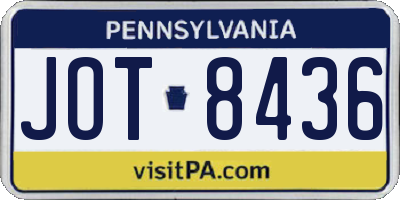 PA license plate JOT8436