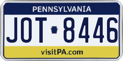 PA license plate JOT8446