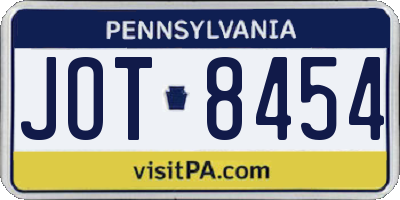 PA license plate JOT8454