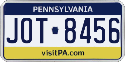 PA license plate JOT8456