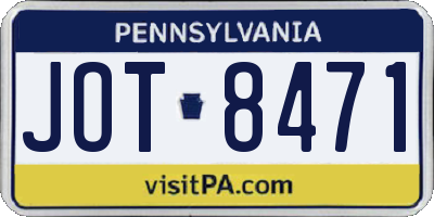 PA license plate JOT8471