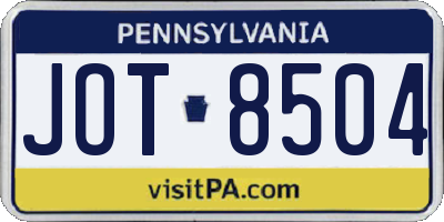 PA license plate JOT8504