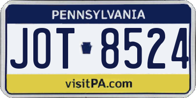 PA license plate JOT8524