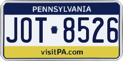 PA license plate JOT8526