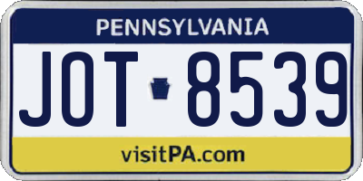 PA license plate JOT8539
