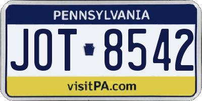 PA license plate JOT8542