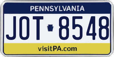 PA license plate JOT8548