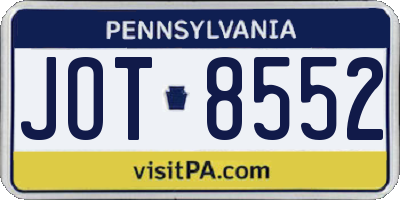 PA license plate JOT8552